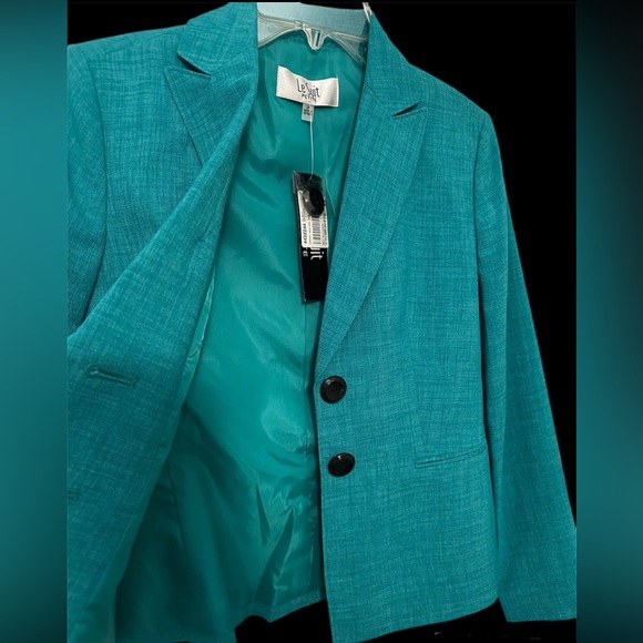 NWT LE SUIT DRESS PROFESSIONAL PANTSUIT BLAZER 2P TEAL/GREEN BLAZER - Picture 4 of 6